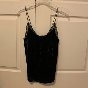 Black Velvet Tank With Lace Detailing